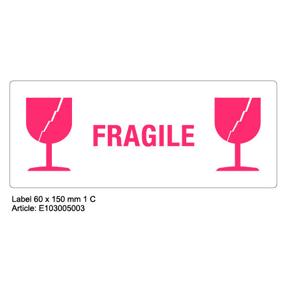 Pre-printed labels main - 60, 150, White, 70gr, Fragile