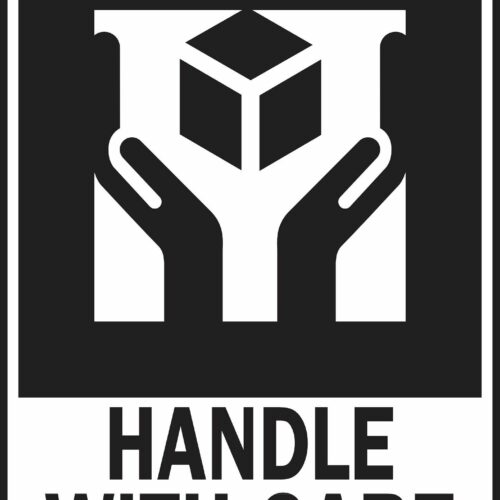 E-001 'LABEL 100mm x 100mm 500_1mm WHITE 2C Fragile 4X