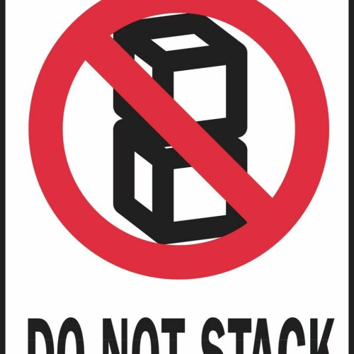 E-002 'LABEL 100mm x 70mm 500_1mm WHITE 2C Handle with care - Fragile